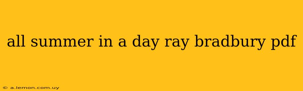 all summer in a day ray bradbury pdf