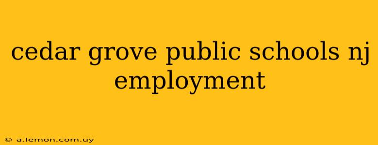 cedar grove public schools nj employment