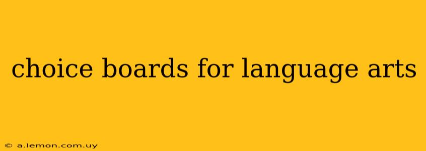 choice boards for language arts