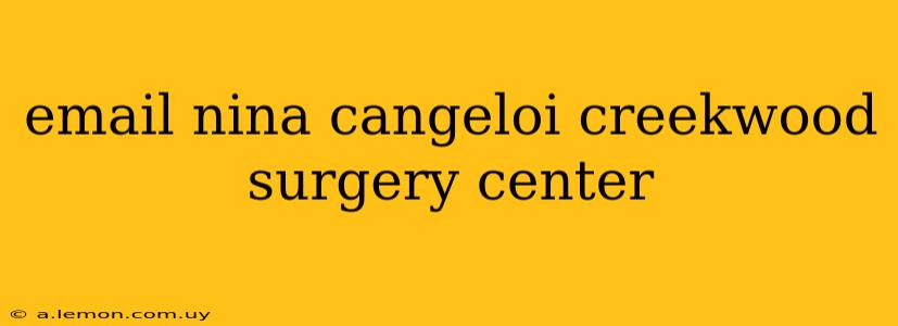 email nina cangeloi creekwood surgery center