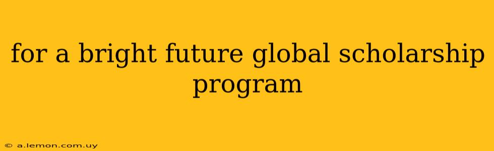 for a bright future global scholarship program