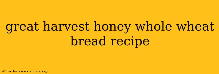 great harvest honey whole wheat bread recipe