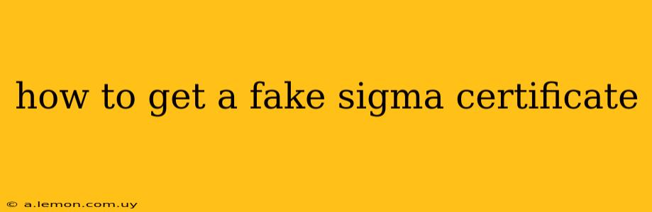 how to get a fake sigma certificate