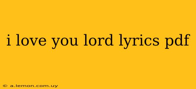 i love you lord lyrics pdf