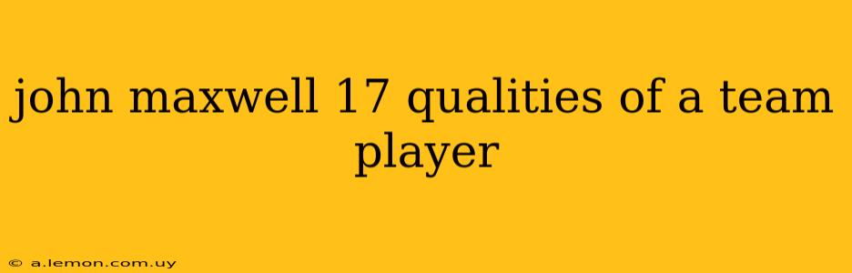 john maxwell 17 qualities of a team player