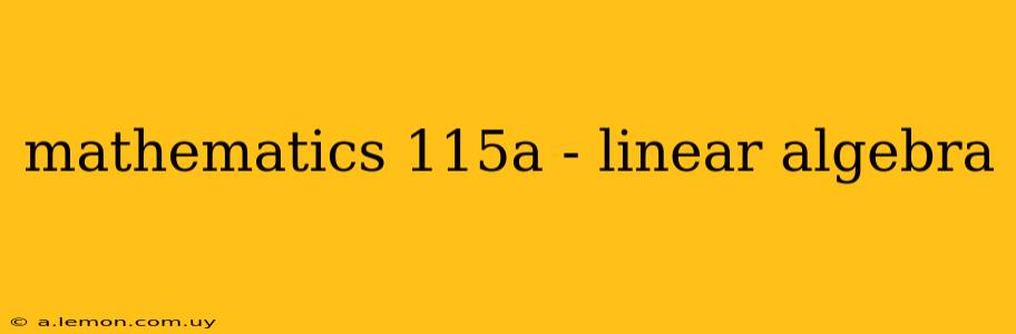 mathematics 115a - linear algebra