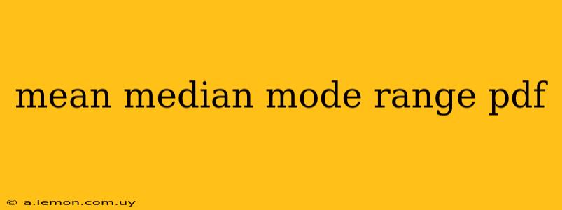 mean median mode range pdf