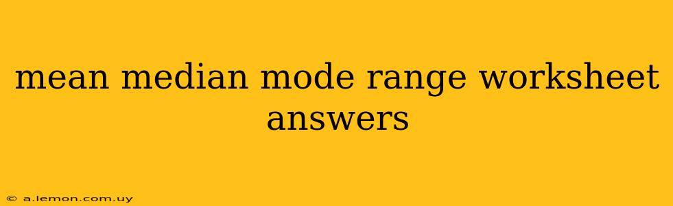 mean median mode range worksheet answers