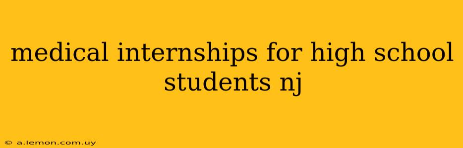 medical internships for high school students nj