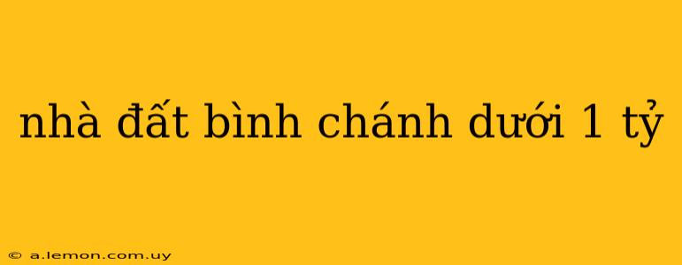 nhà đất bình chánh dưới 1 tỷ