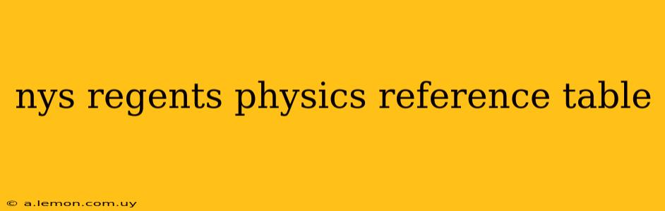 nys regents physics reference table