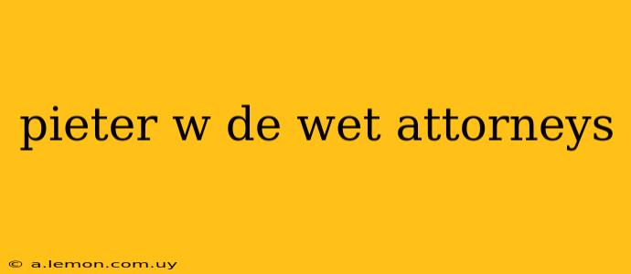 pieter w de wet attorneys