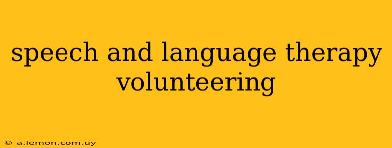 speech and language therapy volunteering