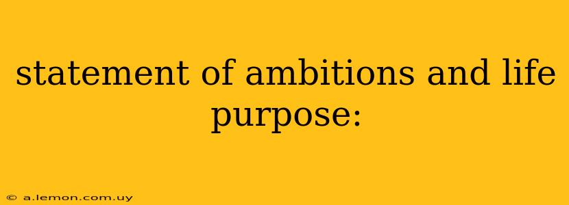 statement of ambitions and life purpose: