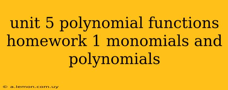 unit 5 polynomial functions homework 1 monomials and polynomials